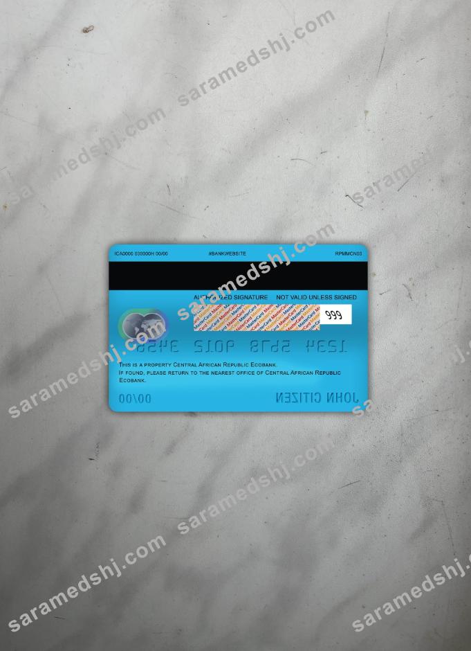Central African republic ecobank master debit card photolook back